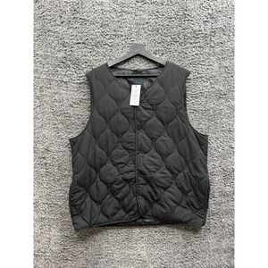 New Look Quilted Cullen Onion Black Zip‎ Up Waistcoat Vest Size L NWD